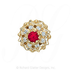 GS087 R/D - 14 Karat Gold Slide with Ruby center and Diamond accents 